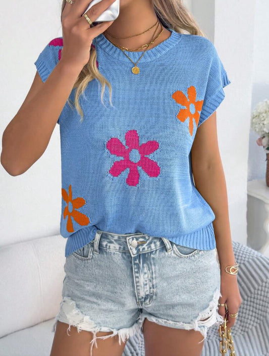 Top à épaules tombantes (Bleu)