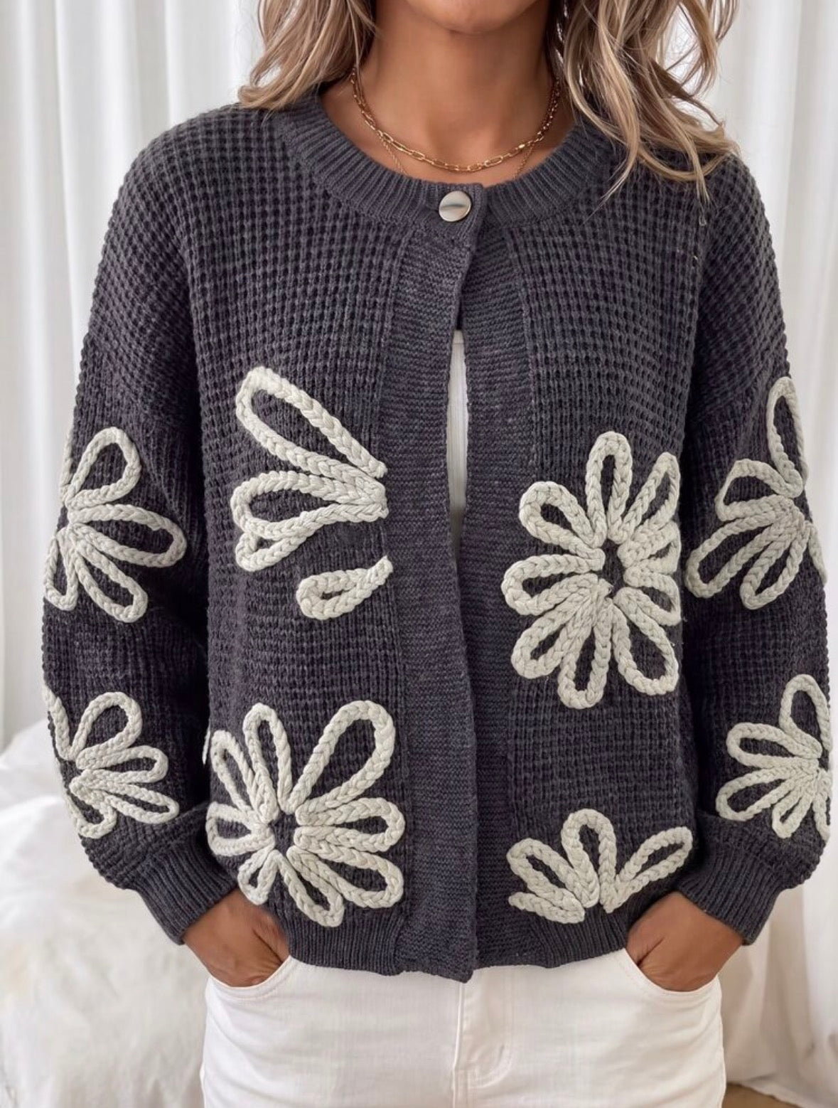 Cardigan - floral 3D