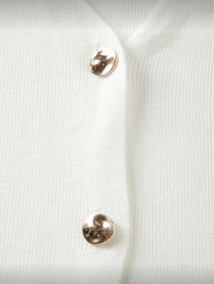 Cardigan à col V blanc, manches courtes