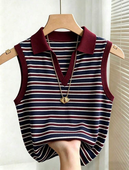 Gilet tricoté — rayé