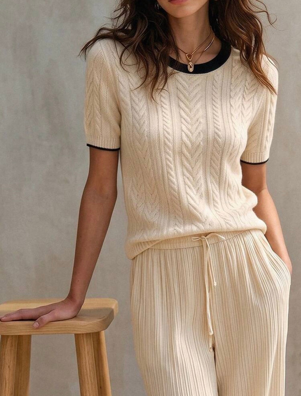 Pull col rond - Manches courtes