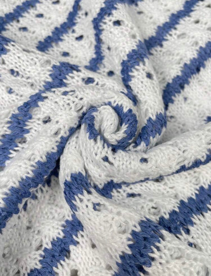 Gilet — Crochet rayé (Bleu)