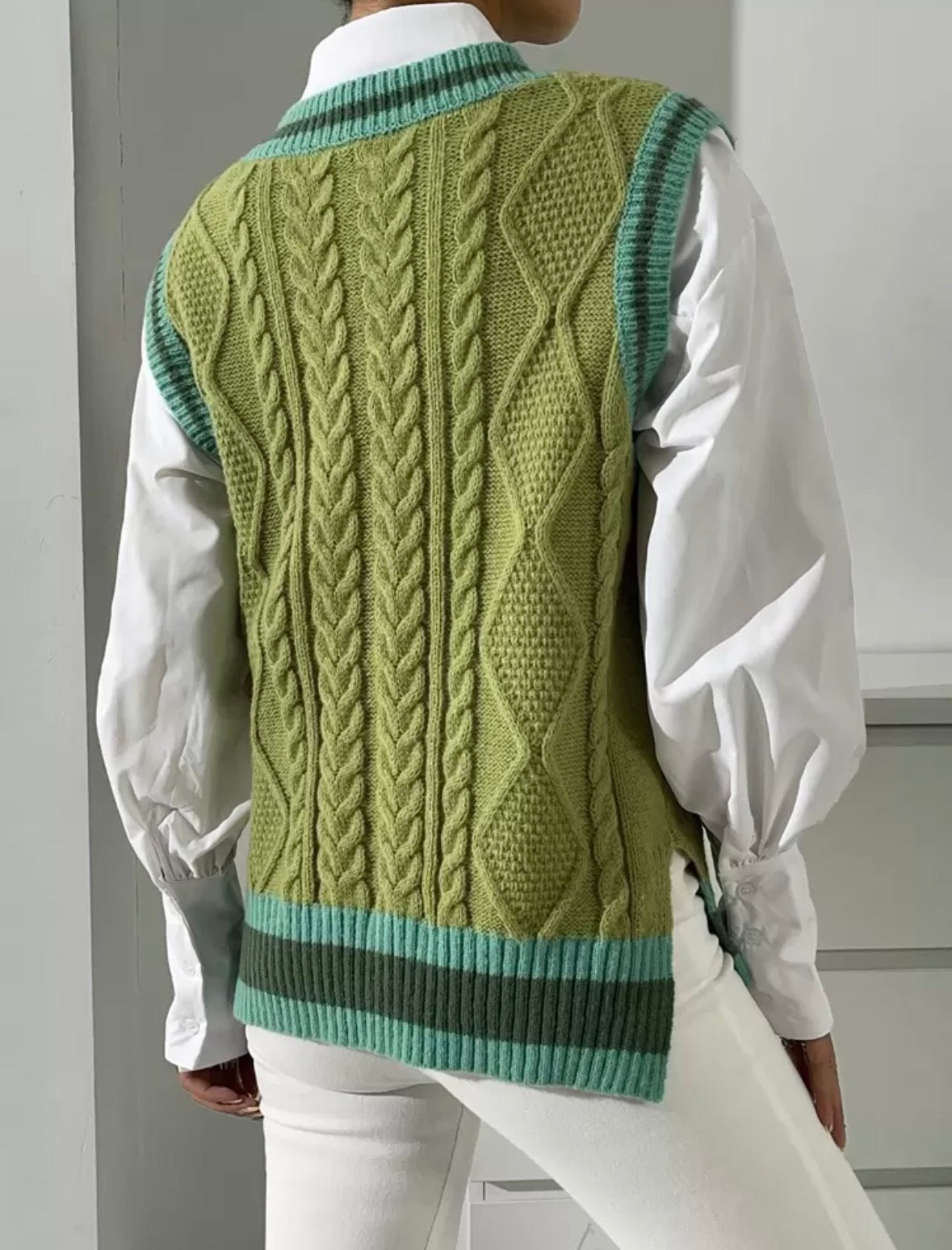 Pull sans manches -Vert olive