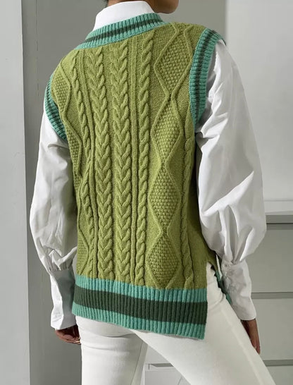 Pull sans manches -Vert olive