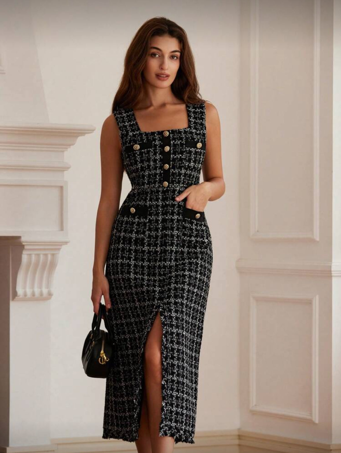 Robe à col carré