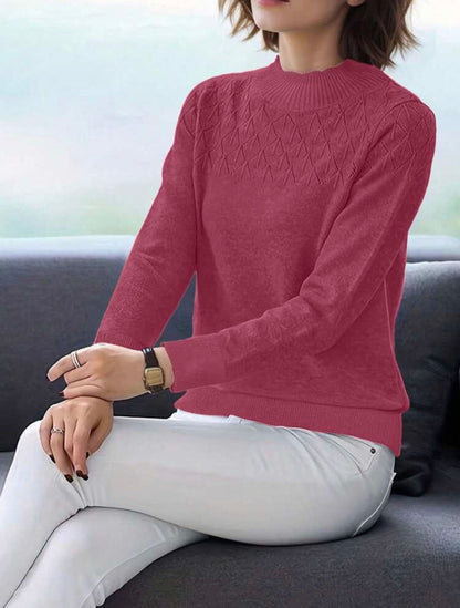 Pull col roulé - Rose vif