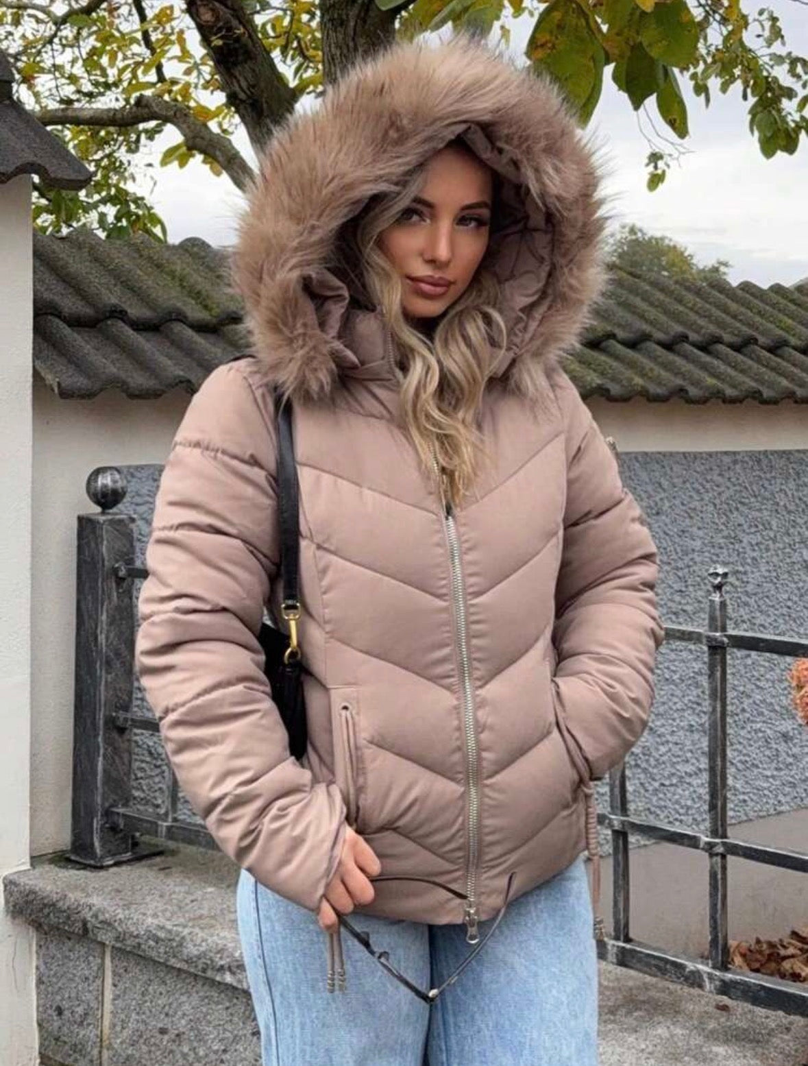 Manteau matelassé - Capuche en fourrure