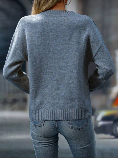 Pull ample à col V à manches longues