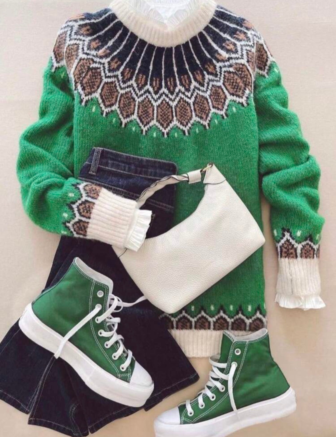 Pull tricoté - Green nordique