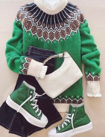 Pull tricoté - Green nordique