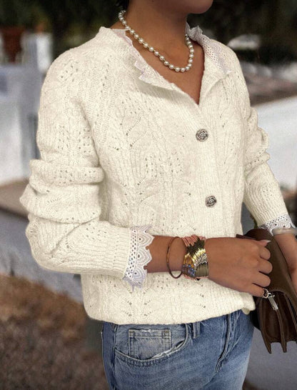 Cardigan tricoté texturé à col V