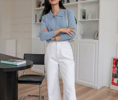 Polo Manches Longues Chandail Décontracté