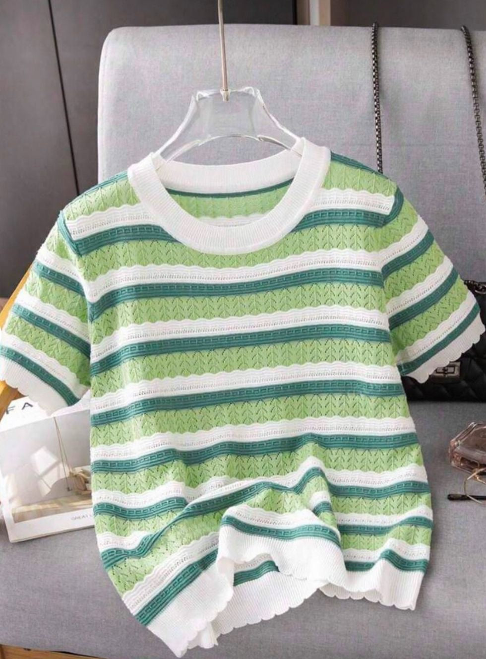 Top court à manches courtes rayé