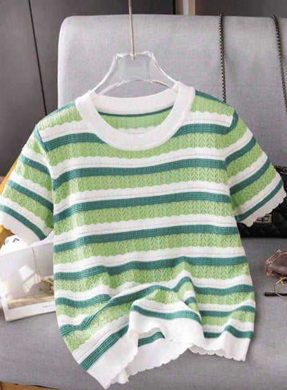 Top court à manches courtes rayé