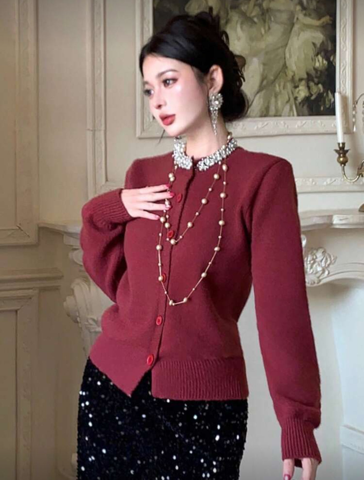 Cardigan avec ornements de strass