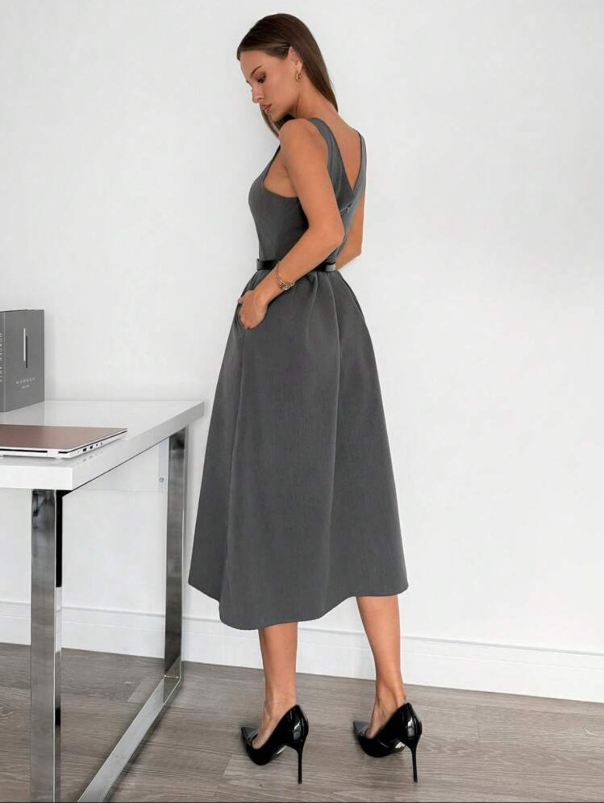 Robe midi grise