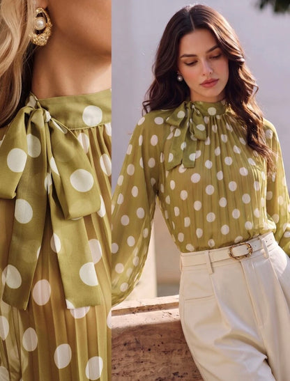Blouse élégante - vert à pois