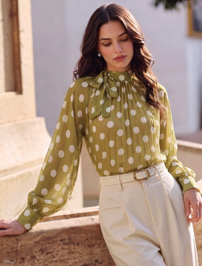 Blouse élégante - vert à pois