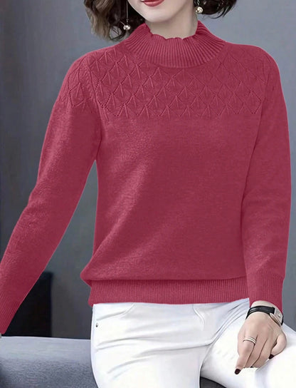 Pull col roulé - Rose vif