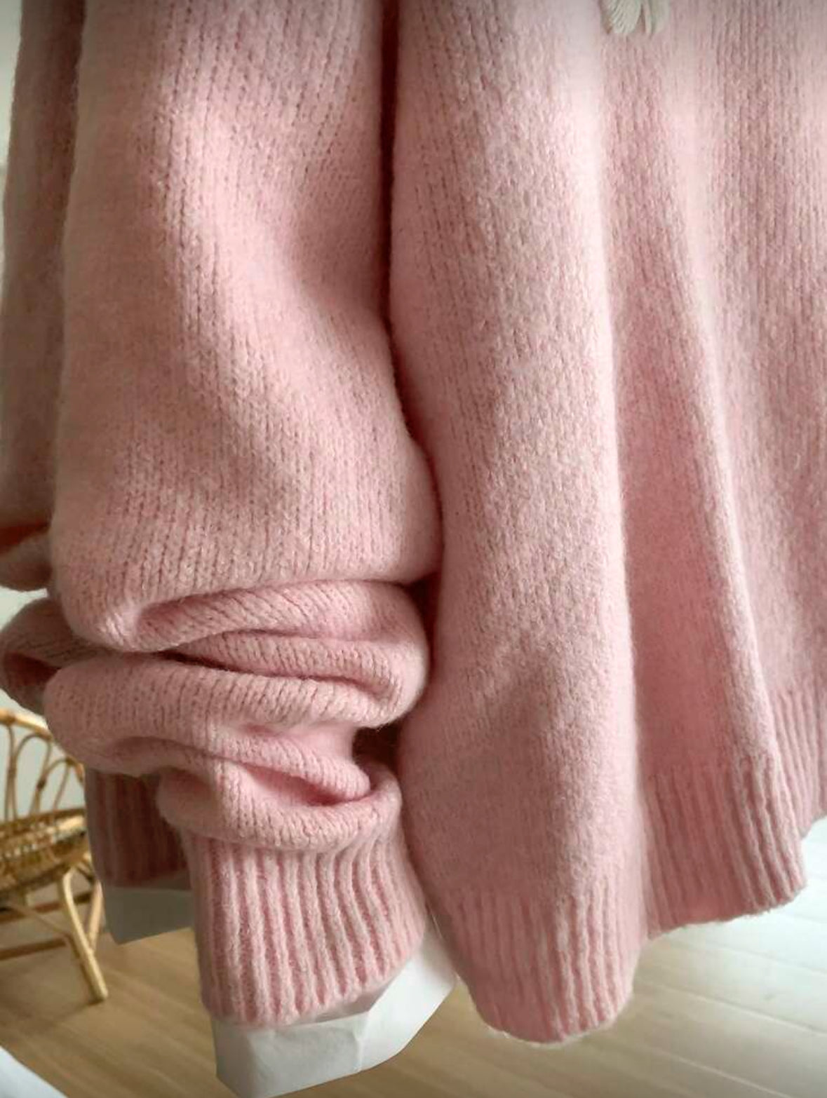 Pull col rond Rose bonbon