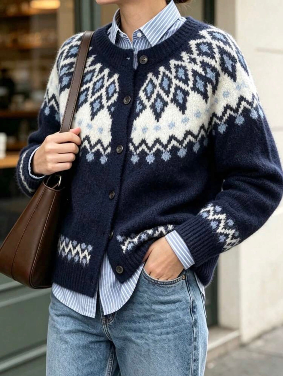 Cardigan en maille -Vintage nordique