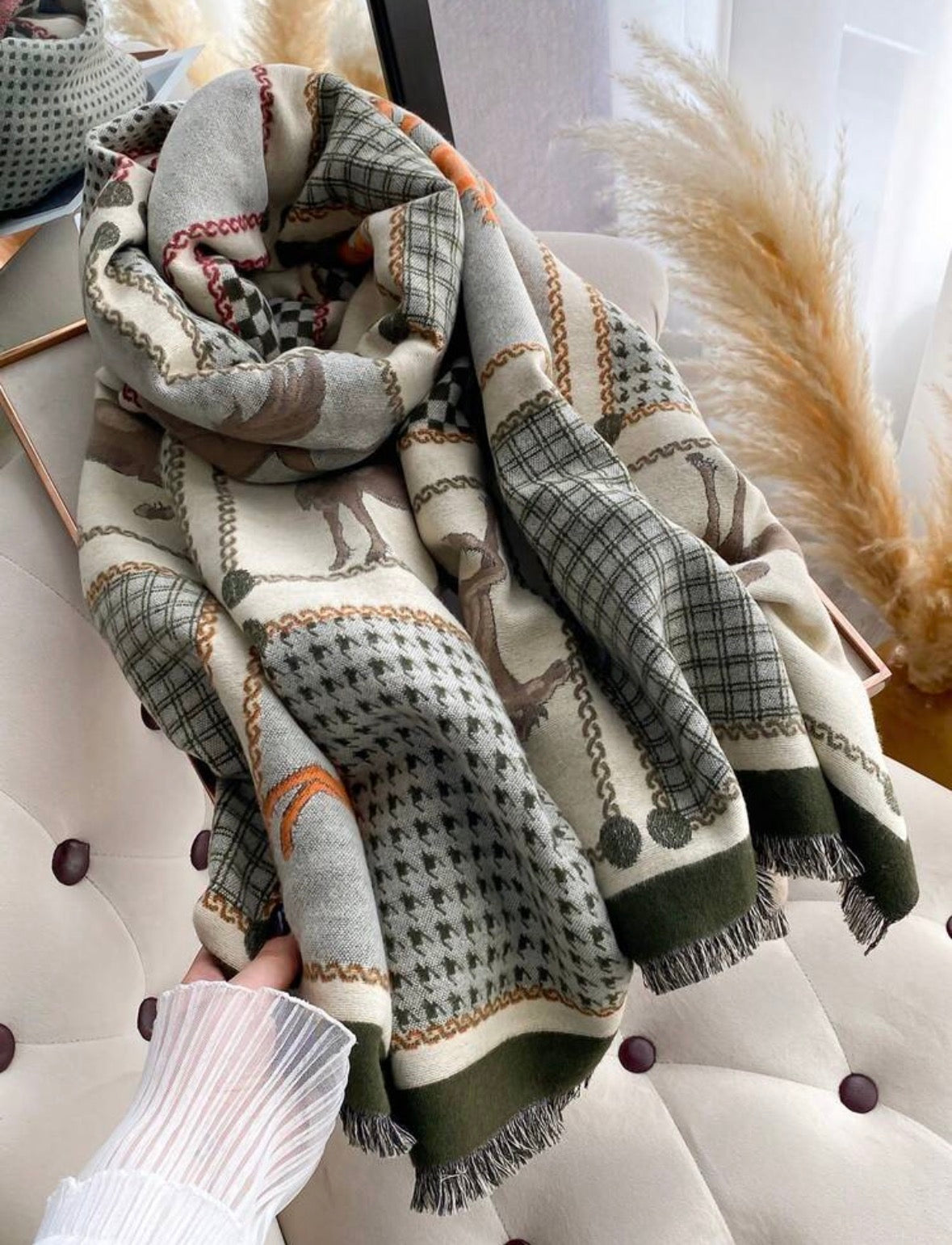 Écharpe en tricot - Motif cheval
