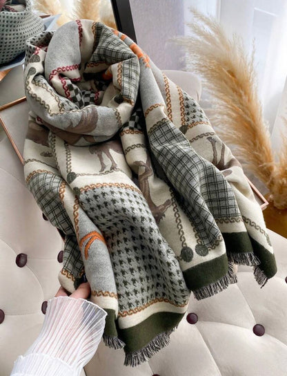 Écharpe en tricot - Motif cheval