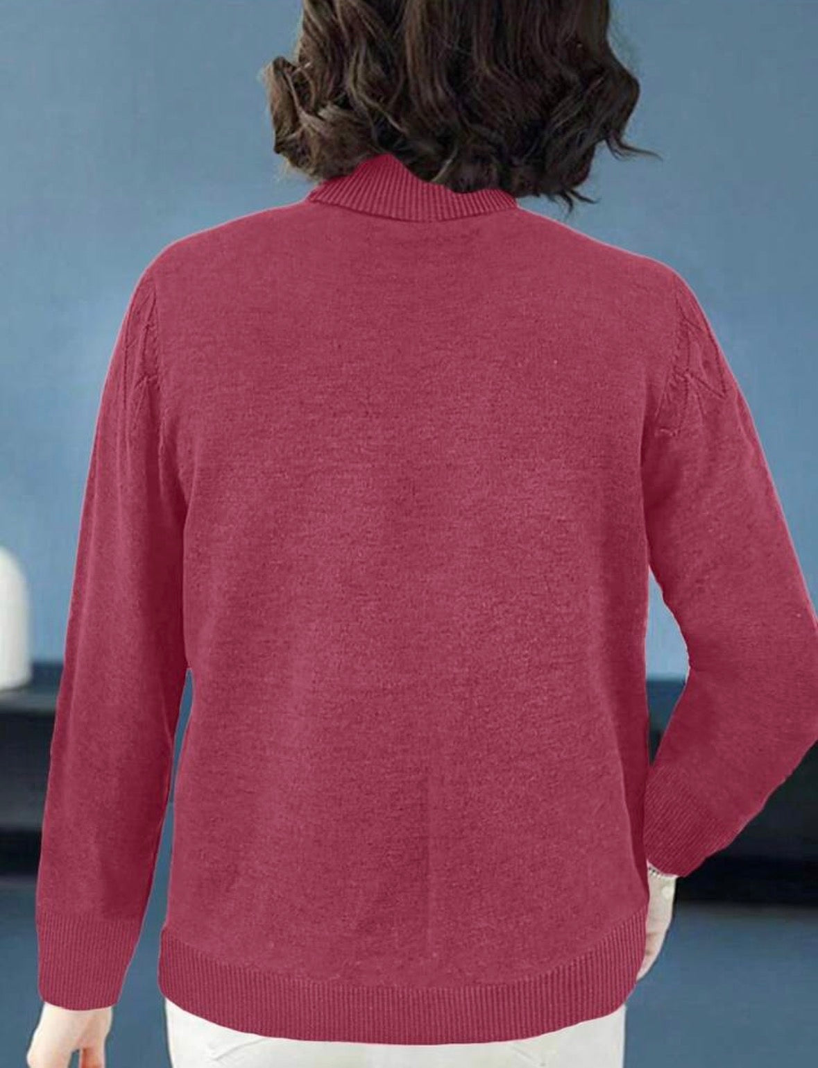 Pull col roulé - Rose vif
