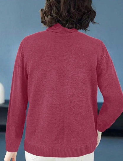 Pull col roulé - Rose vif