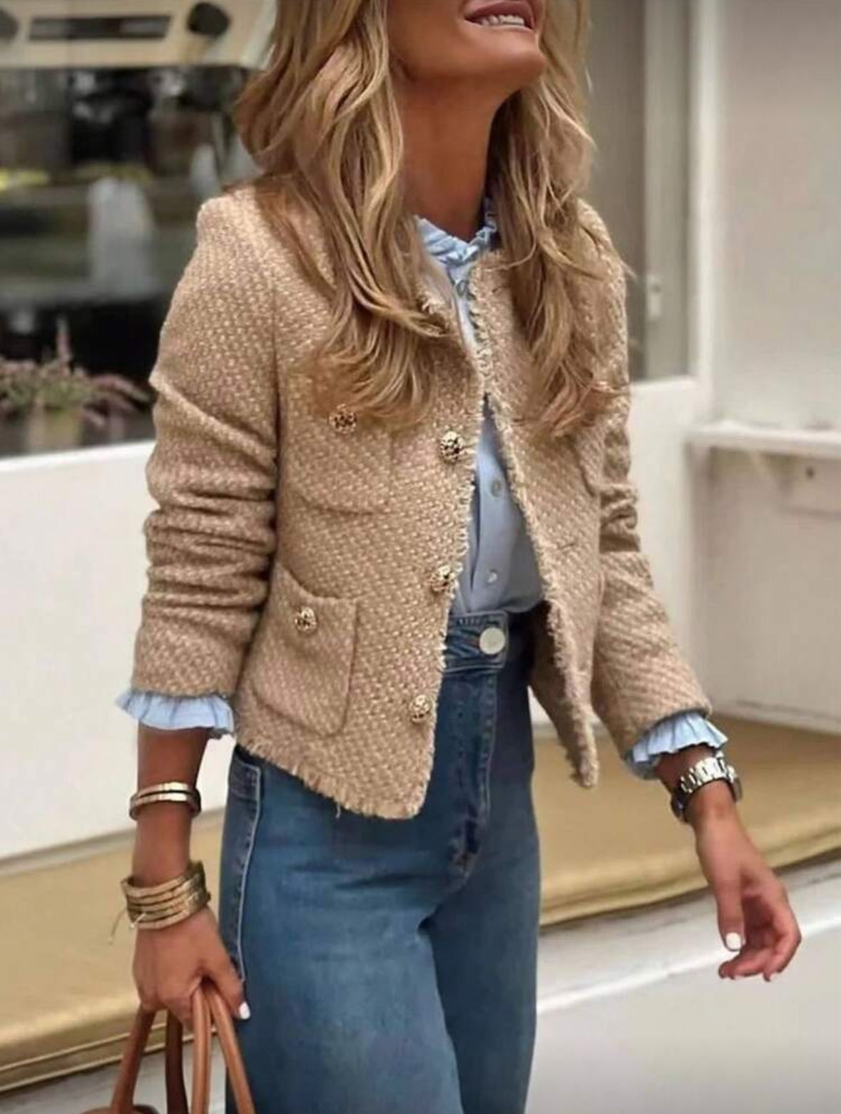 Veste courte à col rond