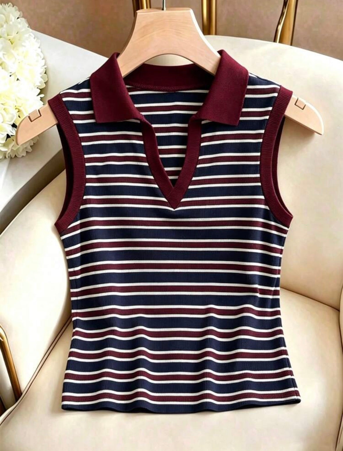 Gilet tricoté — rayé