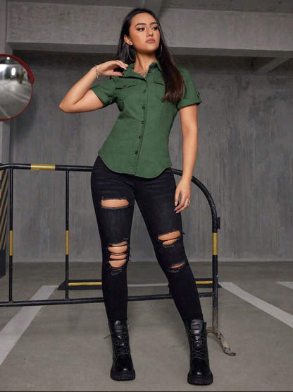 Chemise En Jean Unicolore