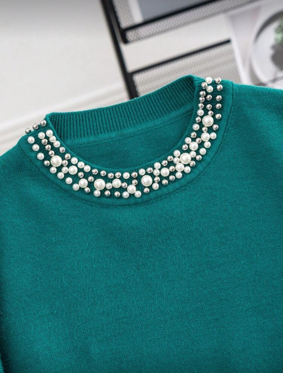 Pull Décontracté Kiko Perles (Vert sapin)