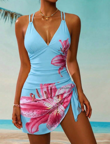 Maillot de bain nouée (Bleu)