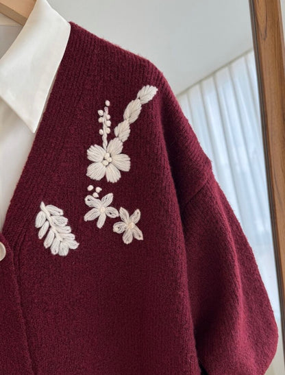 Cardigan Bordeau - Floral