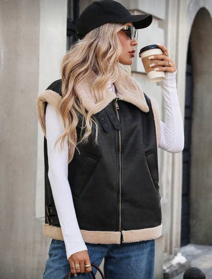 Veste sans manches zippée,Laine d'agneau