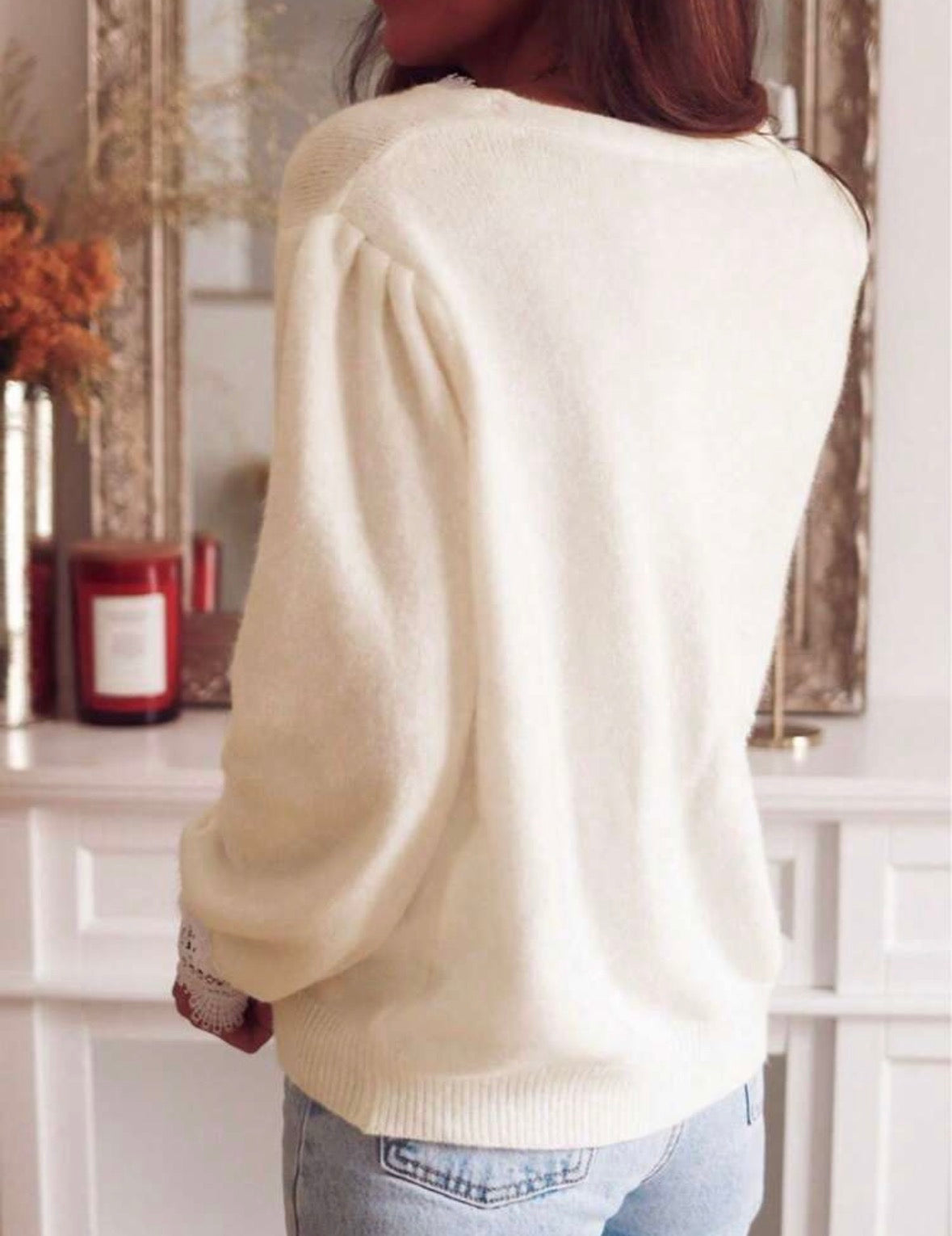Cardigan - Bordure en dentelle