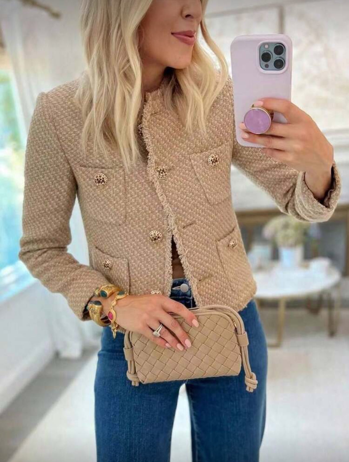 Veste courte à col rond