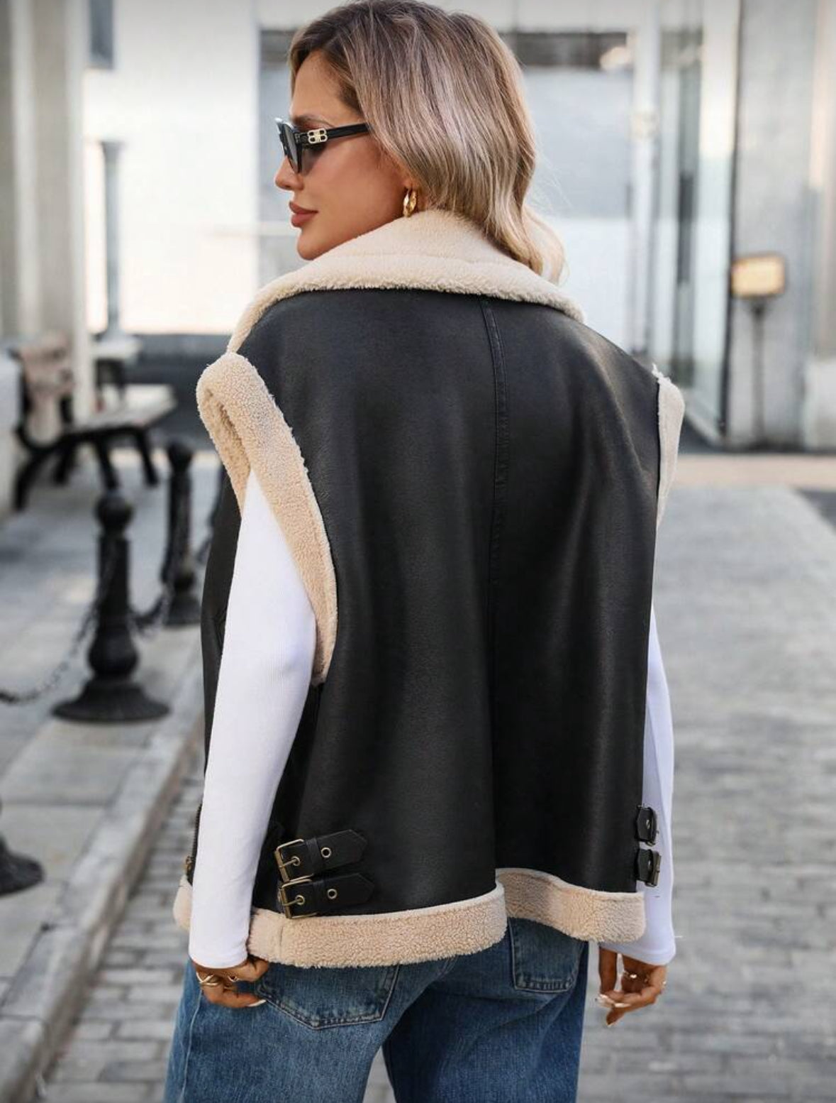 Veste sans manches zippée,Laine d'agneau