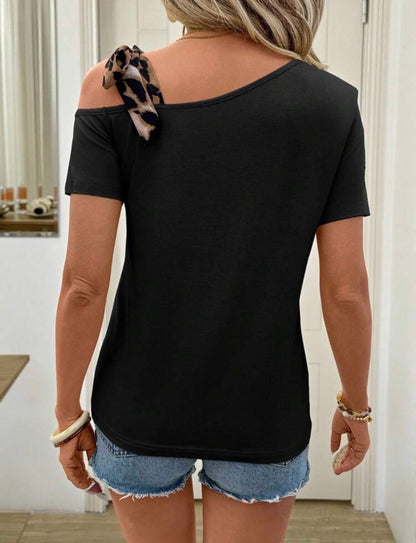 T-shirt -  lacets léopard