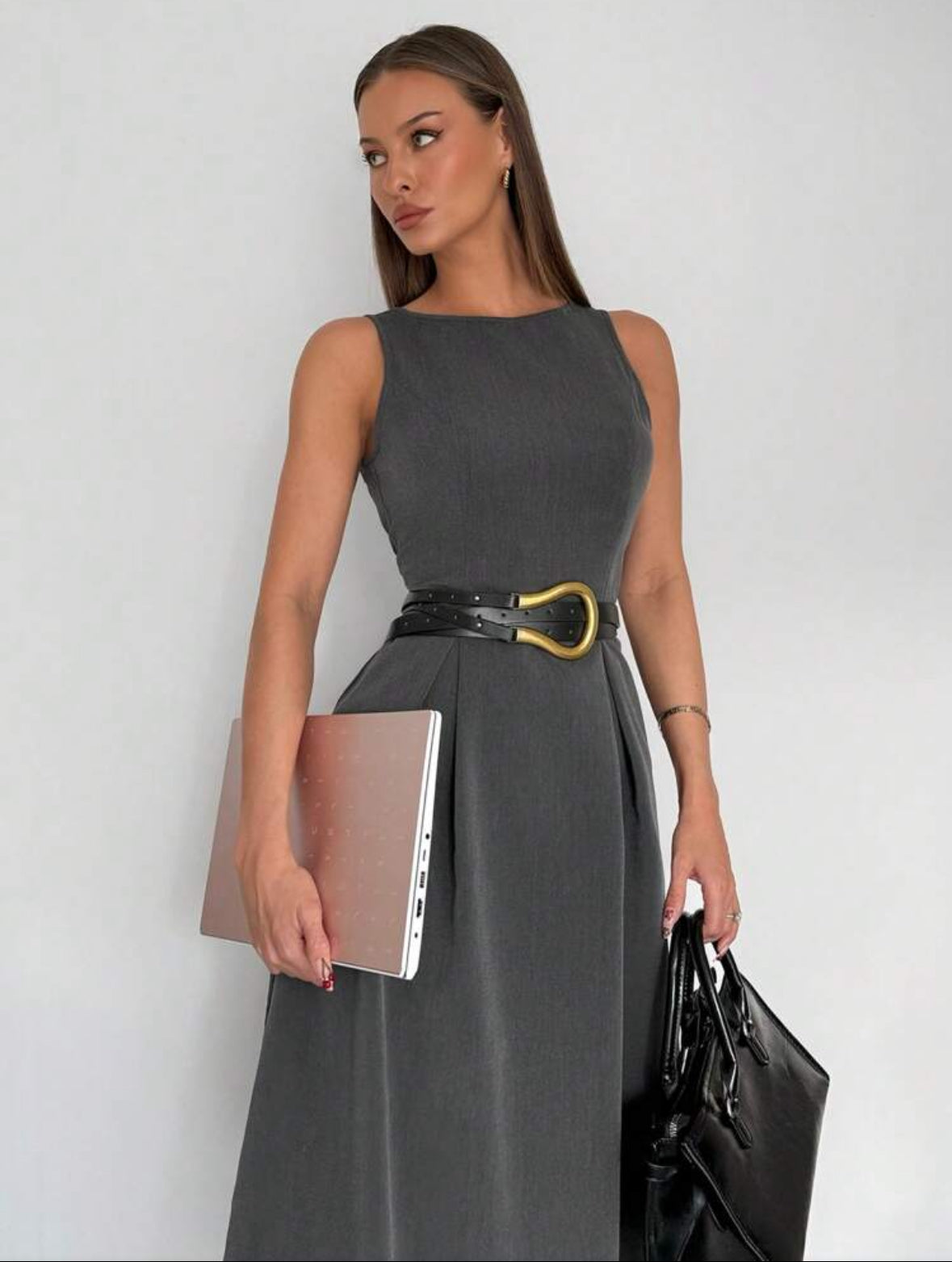 Robe midi grise