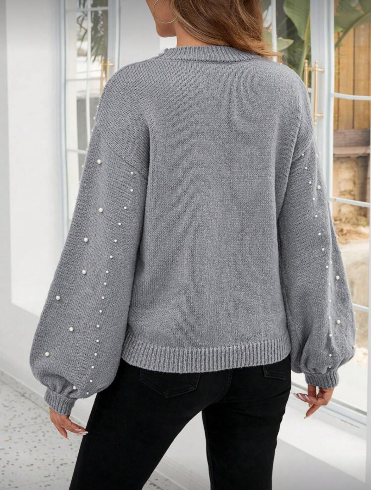 Pull manches lanternes et perles