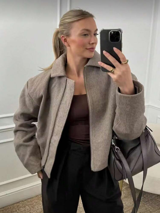 Veste en tweed beige