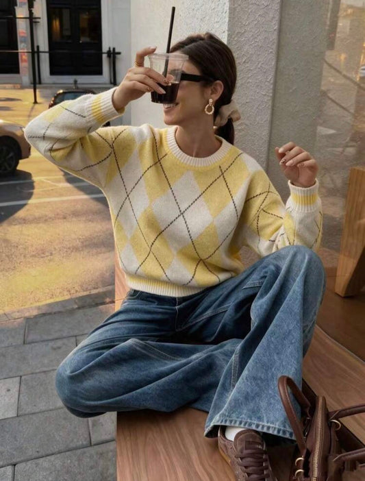 Pull - Jacquard jaune