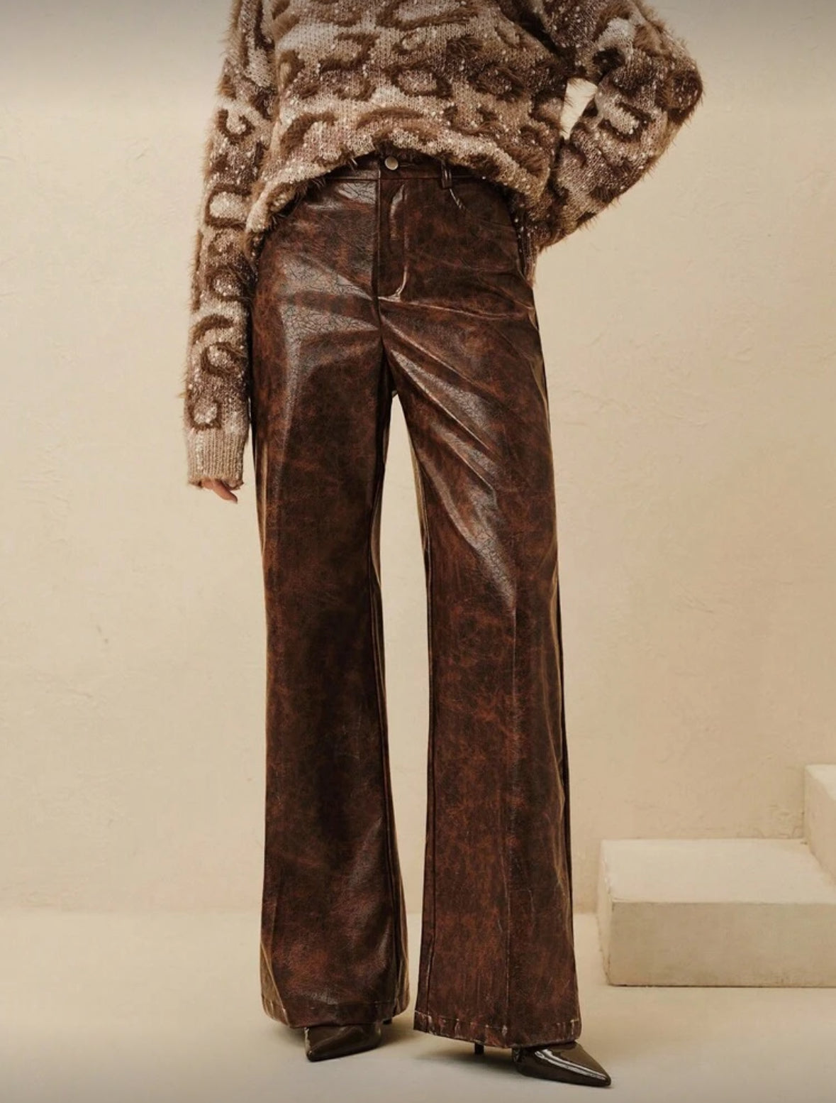 Pantalon évasé en PU