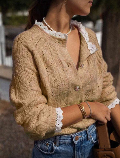 Cardigan tricoté texturé à col V