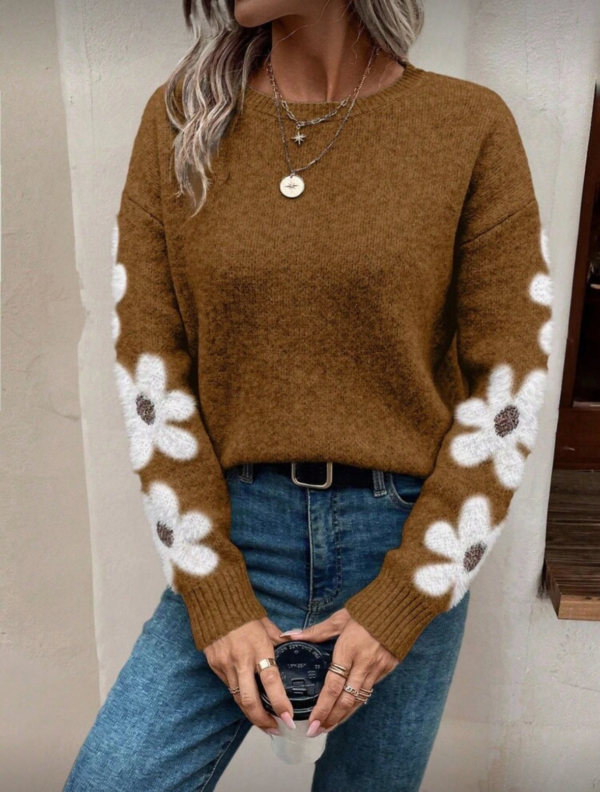 Pull ample à col rond et manches longues