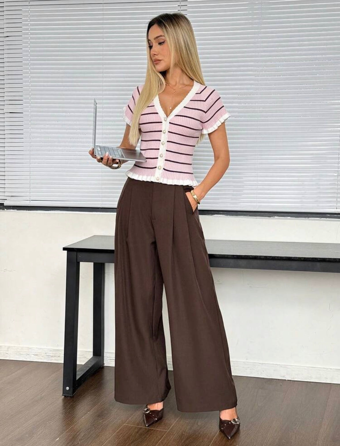 Top élégant — Rayures roses