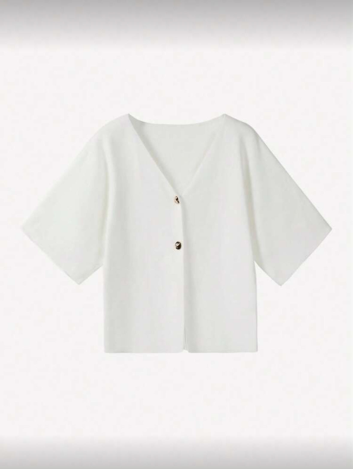 Cardigan à col V blanc, manches courtes