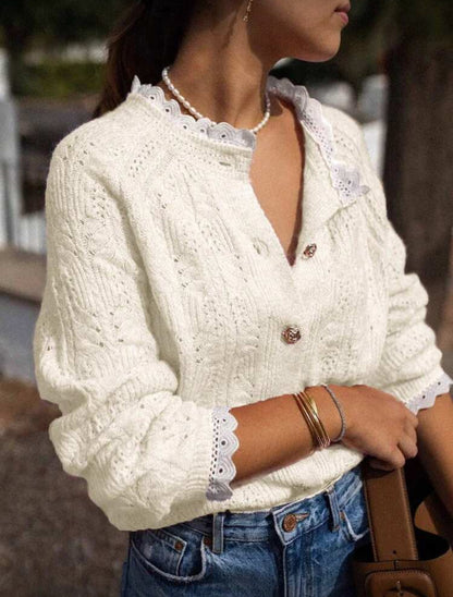 Cardigan tricoté texturé à col V